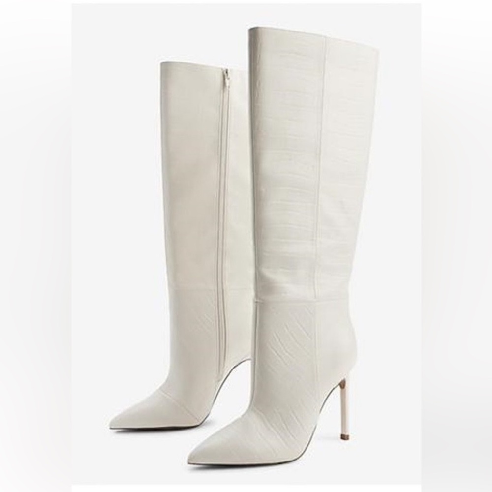 Express Croc-Embossed Knee High Boots